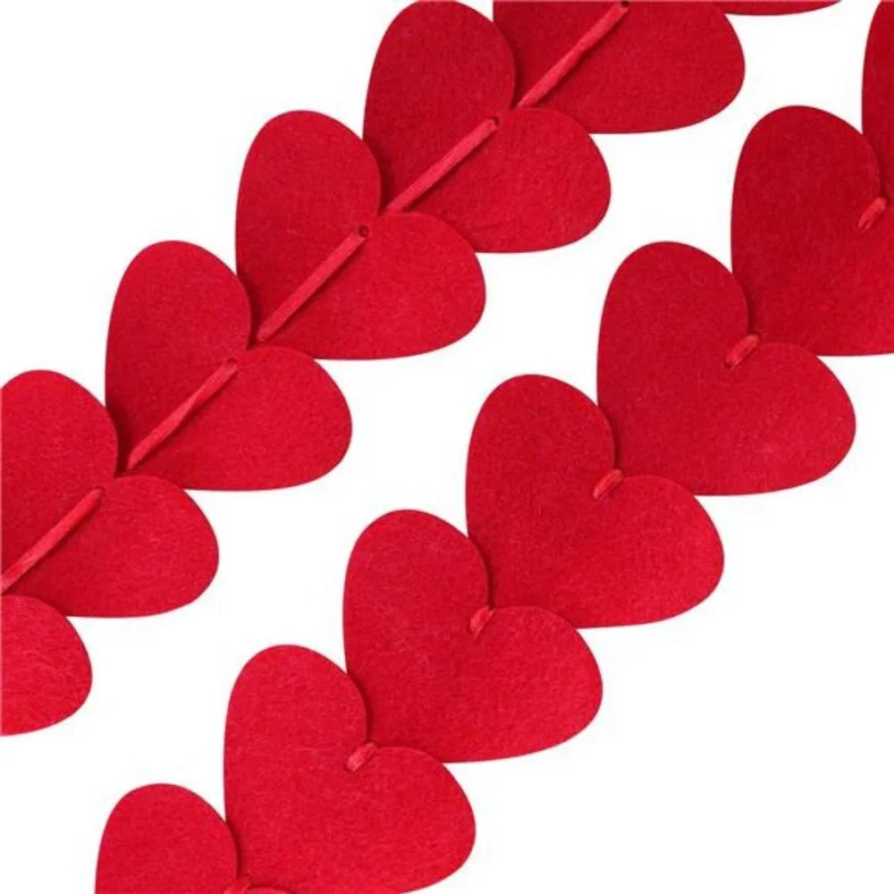 72 Red Hearts Felt Garland NO DIY Valentines Red Heart Hanging String